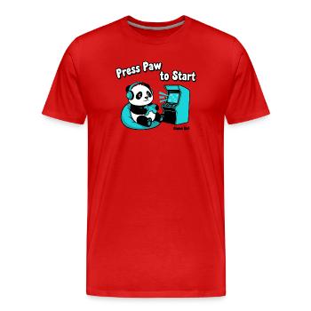 Panda Press Paw Start - Men's Premium Organic T-Shirt - red - Front - Damien (186cm)