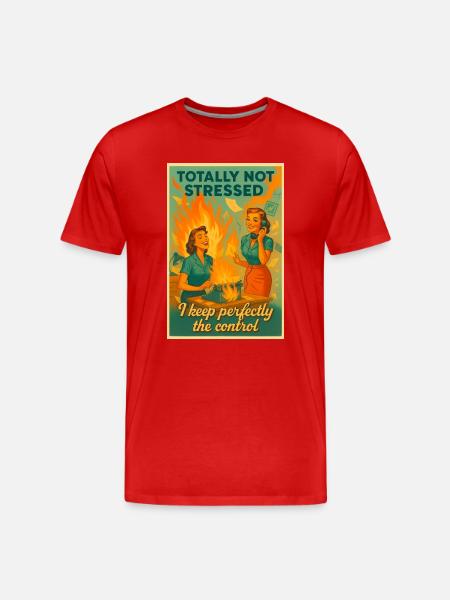 Totally Stressed Retro Office - Men's Premium Organic T-Shirt - red
