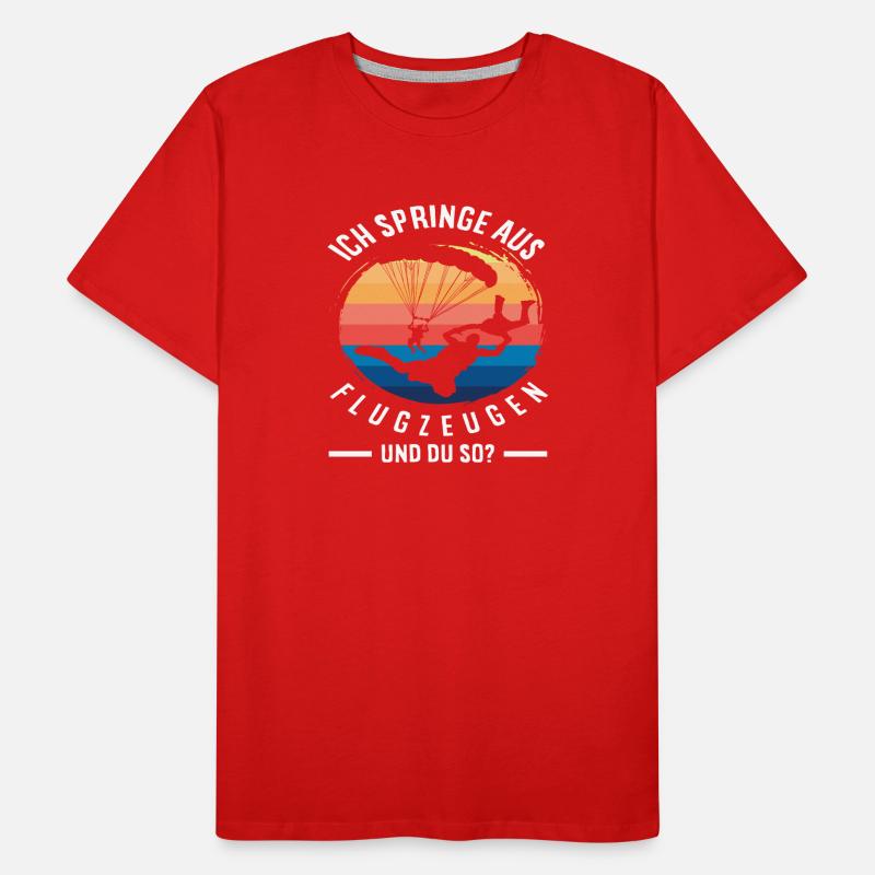 Flugzeug Springen Fallschirmspringer Männer Premium Bio T-Shirt