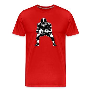 Monochrome Gridiron Stance - Men's Premium Organic T-Shirt - red - Front - Damien (186cm)