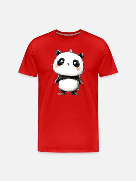 little panda drawing - Men's Premium Organic T-Shirt - red