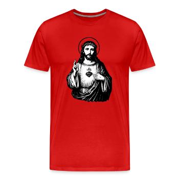 Style pochoir StreetArt Sacré-Cœur - T-shirt bio Premium Homme - rouge - Devant - Damien (186cm)