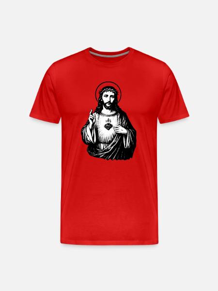 Sacred Heart StreetArt Stencil Style - Men's Premium Organic T-Shirt - red