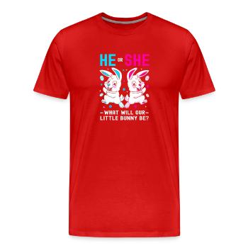 Révélation du sexe de Pâques de la future maman - T-shirt bio Premium Homme - rouge - Devant - Damien (186cm)