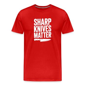 Sharp Knives Matter - Men's Premium Organic T-Shirt - red - Front - Damien (186cm)