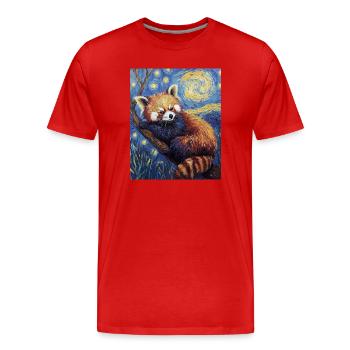 Roter Panda Bär Van Gogh Style Starry Night - Männer Premium Bio T-Shirt - Rot - Vorne - Damien (186cm)