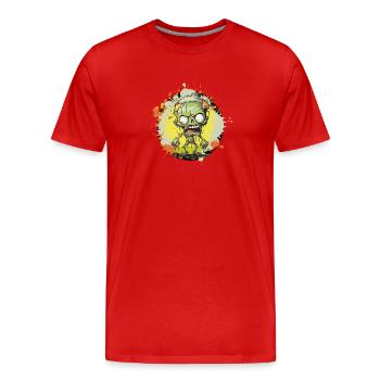 Zombie Splatter Cartoon - Men's Premium Organic T-Shirt - red - Front - Damien (186cm)