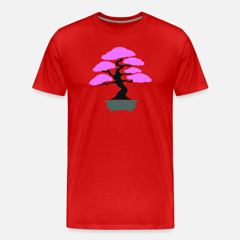 Pink Canopy Bonsai Silhouette - Männer Premium Bio T-Shirt - Rot
