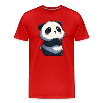 Innocent cute panda, adorable for lovers - Men's Premium Organic T-Shirt - red - Front - Damien (186cm)
