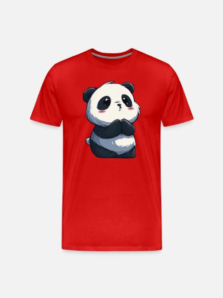 Innocent cute panda, adorable for lovers - Men's Premium Organic T-Shirt - red