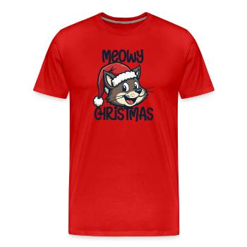 Noël miaou - T-shirt bio Premium Homme - rouge - Devant - Damien (186cm)