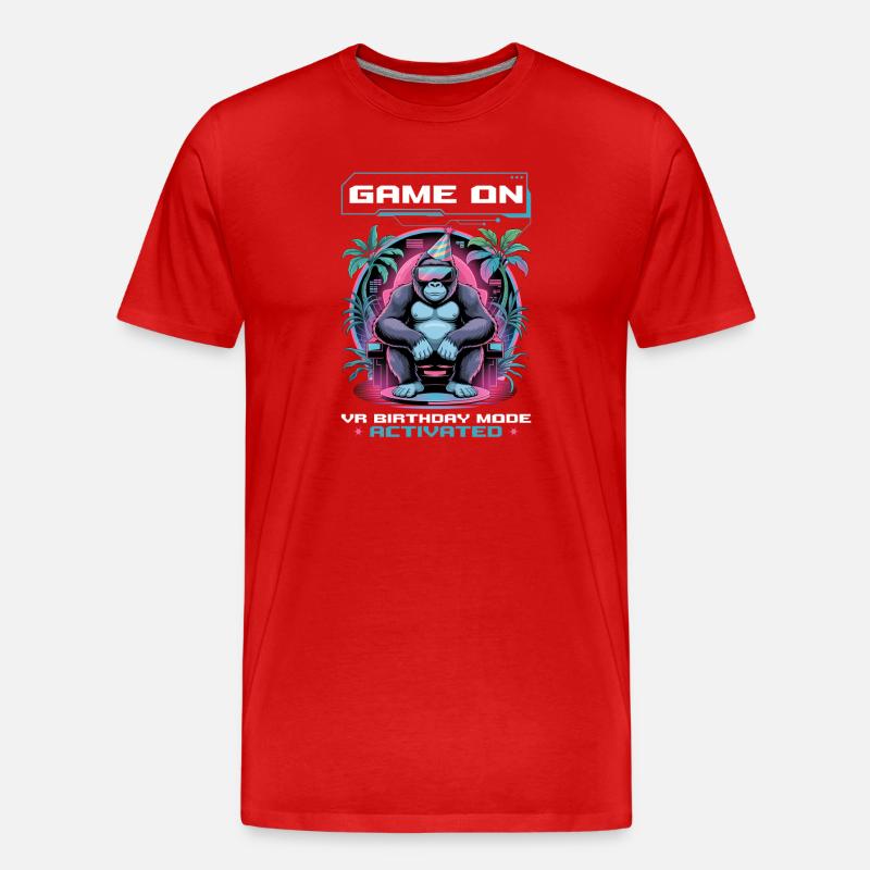 Birthday Gamer VR - Männer Premium Bio T-Shirt - Rot
