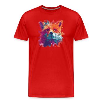 Intense_Fox_Face_Abstract_Painting - Männer Premium Bio T-Shirt - Rot - Vorne - Damien (186cm)