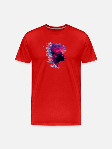 Fiery_Nebula_Woman_Profile_Silhouette - T-shirt bio Premium Homme - rouge
