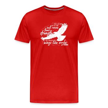 Isaiah 40 31 - soar on wings like eagles Lettering - Männer Premium Bio T-Shirt - Rot - Vorne - Damien (186cm)