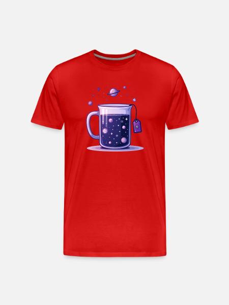 Universe Tea Galaxy in Tea Cup - Men's Premium Organic T-Shirt - red