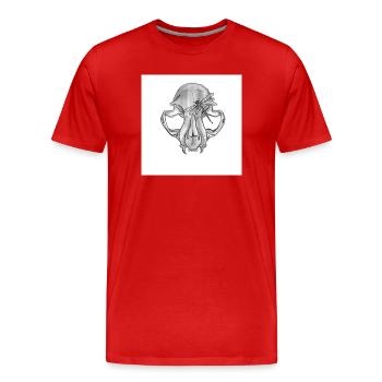Skull Dragonfly Monochrome - Men's Premium Organic T-Shirt - red - Front - Damien (186cm)