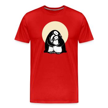 Umarmte Pinguine Duo - Männer Premium Bio T-Shirt - Rot - Vorne - Damien (186cm)