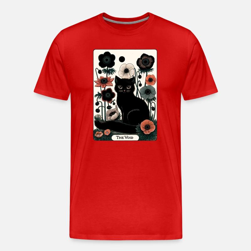 Void Katze in Blüte Tarot - Männer Premium Bio T-Shirt - Rot