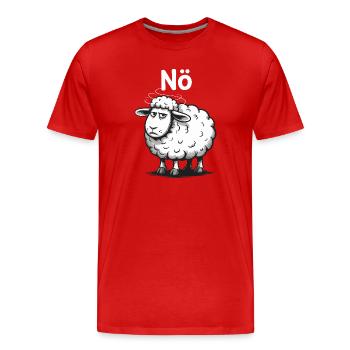 NÖ – grummeliges Schaf Humor Design - Männer Premium Bio T-Shirt - Rot - Vorne - Damien (186cm)