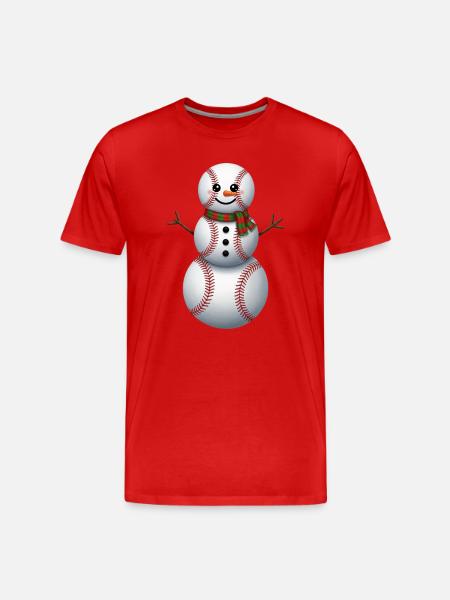 Cartoon Baseball Schneemann - Männer Premium Bio T-Shirt - Rot
