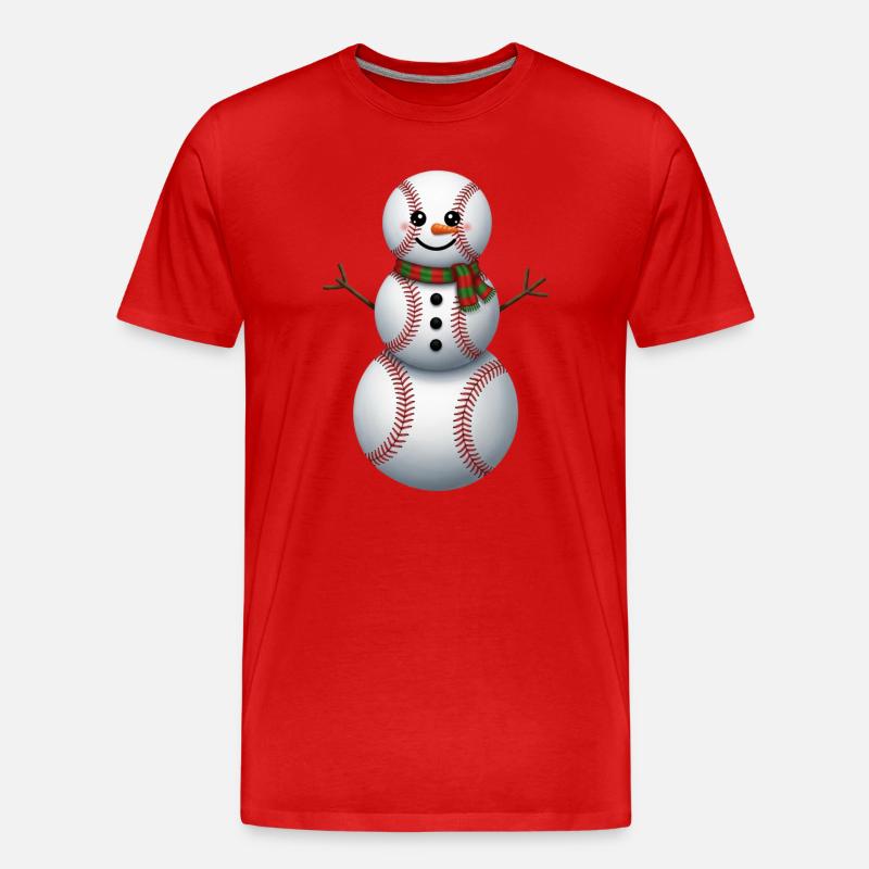 Cartoon Baseball Schneemann - Männer Premium Bio T-Shirt - Rot