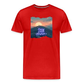 Every step counts Neon Horizon - Men's Premium Organic T-Shirt - red - Front - Damien (186cm)