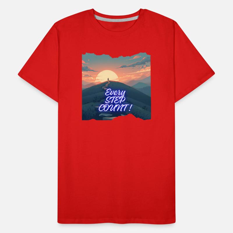 Jeder Schritt zählt Neon Horizon Männer Premium Bio T-Shirt