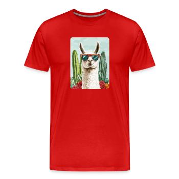 lama - T-shirt bio Premium Homme - rouge - Devant - Damien (186cm)