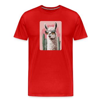 lama - Men's Premium Organic T-Shirt - red - Front - Damien (186cm)