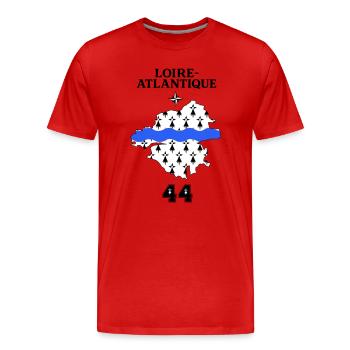 Loire Atlantique 44 - T-shirt bio Premium Homme - rouge - Devant - Damien (186cm)