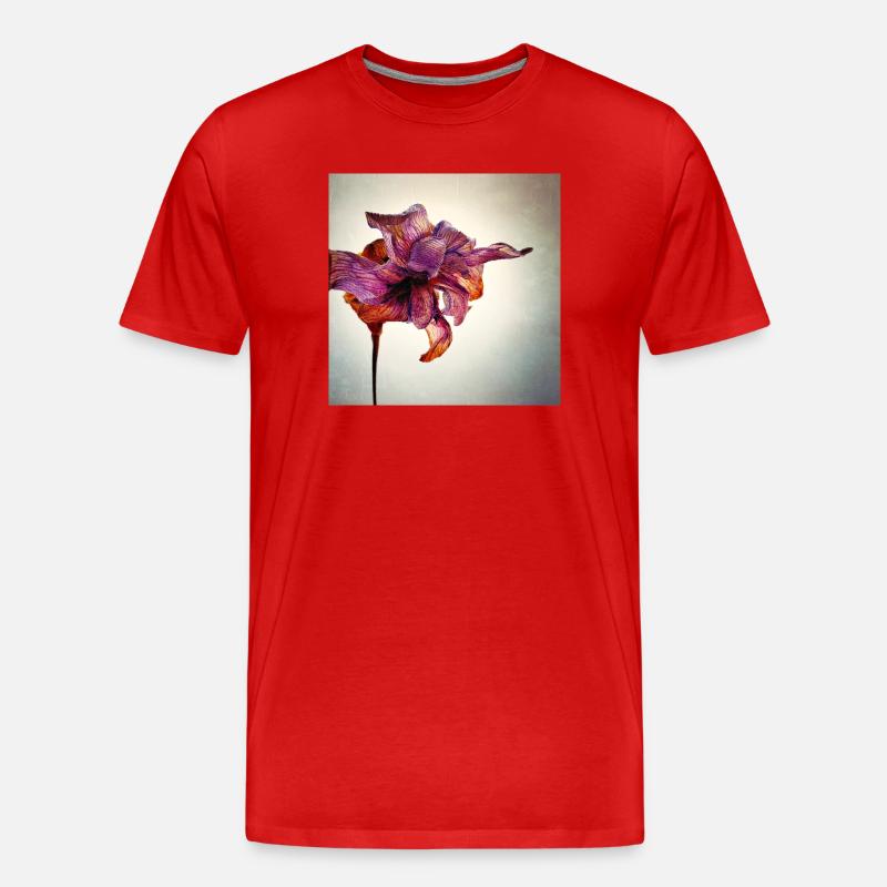 Verwelkte Blume - Männer Premium Bio T-Shirt - Rot