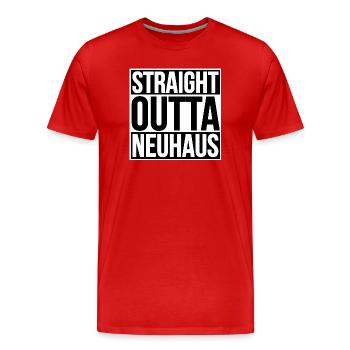 STRAIGHT OUTTA NEUHAUS - Men's Premium Organic T-Shirt - red - Front - Damien (186cm)