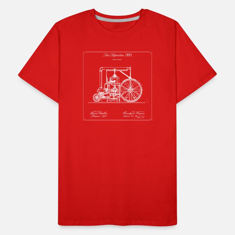 Vintage Steam Engine Blueprint Men's Premium Organic T-Shirt