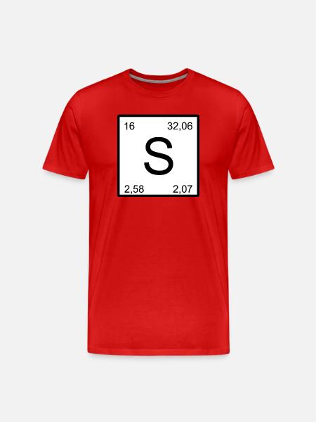 S Schwefel im Periodensystem-Stil - Männer Premium Bio T-Shirt - Rot