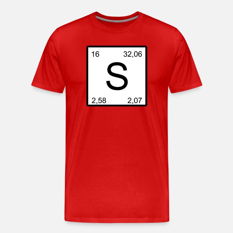 S Schwefel im Periodensystem-Stil - Männer Premium Bio T-Shirt - Rot