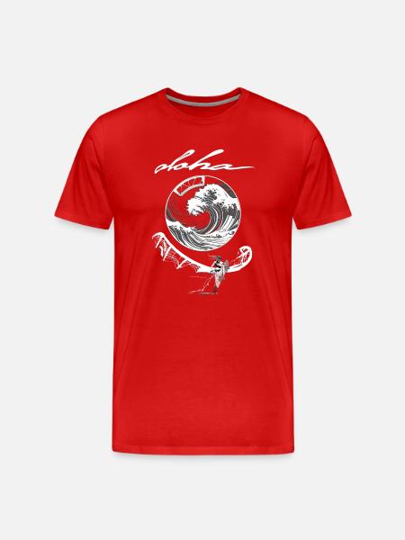 Aloha Wave Circle Surfer Motif - Men's Premium Organic T-Shirt - red