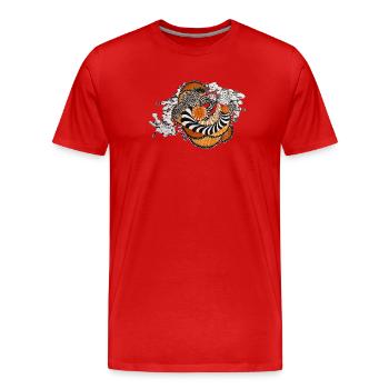 Spirale orange motif noir et blanc - T-shirt bio Premium Homme - rouge - Devant - Damien (186cm)