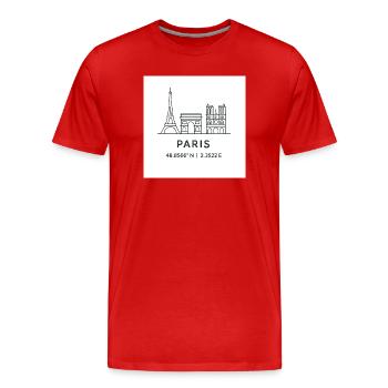 Paris Linienkunst Silhouette Wahrzeichen - Männer Premium Bio T-Shirt - Rot - Vorne - Damien (186cm)