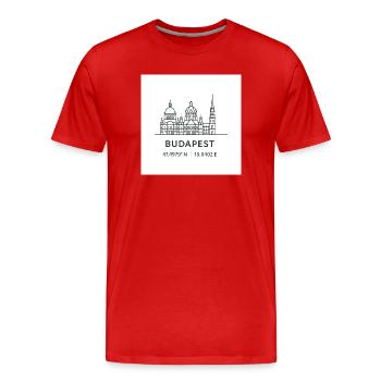 Budapest Linienkunst Silhouette Wahrzeichen - Männer Premium Bio T-Shirt - Rot - Vorne - Damien (186cm)