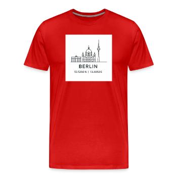 Berlin Linienkunst Silhouette Wahrzeichen - Männer Premium Bio T-Shirt - Rot - Vorne - Damien (186cm)
