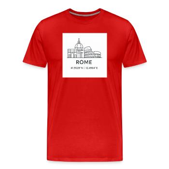 Rom Linienkunst Silhouette Wahrzeichen - Männer Premium Bio T-Shirt - Rot - Vorne - Damien (186cm)