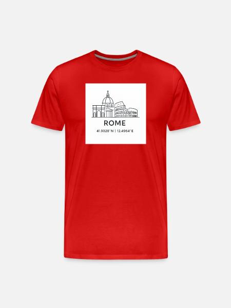 Rome Line Art Silhouette Landmark - Men's Premium Organic T-Shirt - red