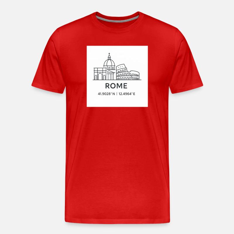 Rom Linienkunst Silhouette Wahrzeichen - Männer Premium Bio T-Shirt - Rot
