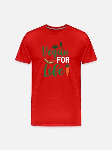 Vegan For Life - Men's Premium Organic T-Shirt - red