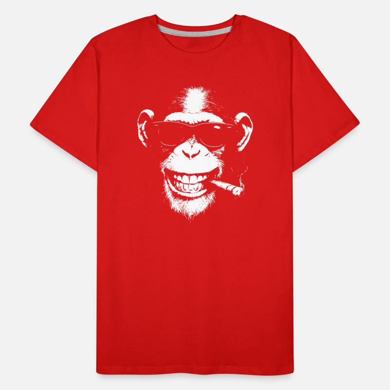 Smiling Monkey with Sunglasses and Cigar Men's Premium Organic T-Shirt