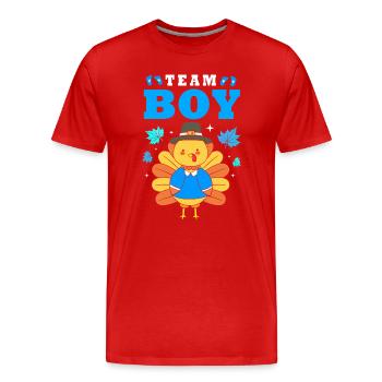 Thanksgiving Gender Reveal Werdende Mutter - Männer Premium Bio T-Shirt - Rot - Vorne - Damien (186cm)
