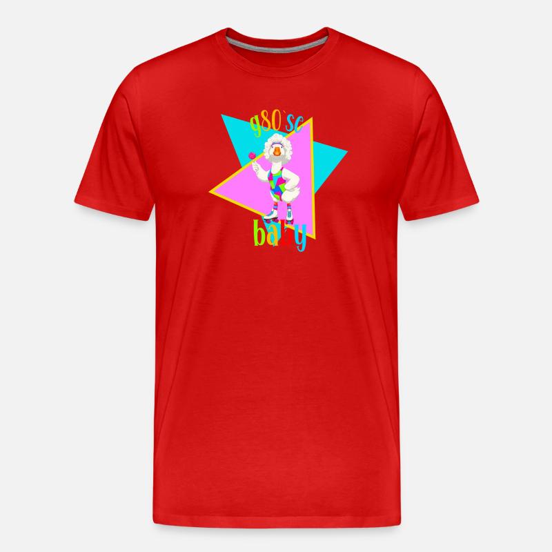 Gans im 80er Retro Rollschuh Look - Männer Premium Bio T-Shirt - Rot