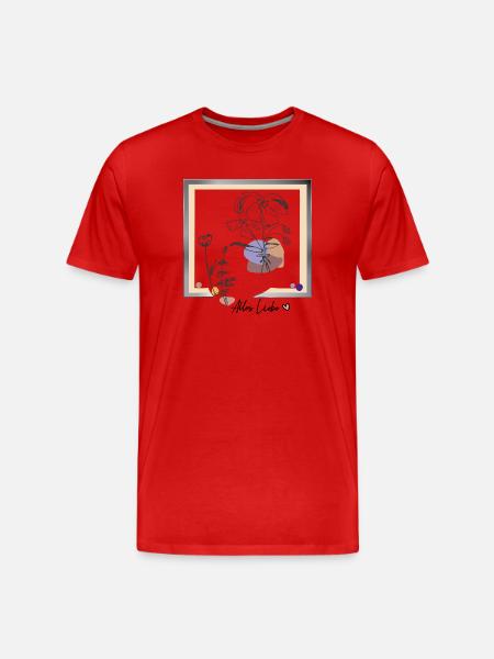 Bilderrahmen mit Blumen - Männer Premium Bio T-Shirt - Rot