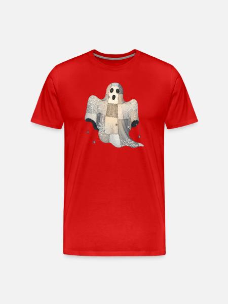Patchwork Ghost with Spider Webs - Men's Premium Organic T-Shirt - red